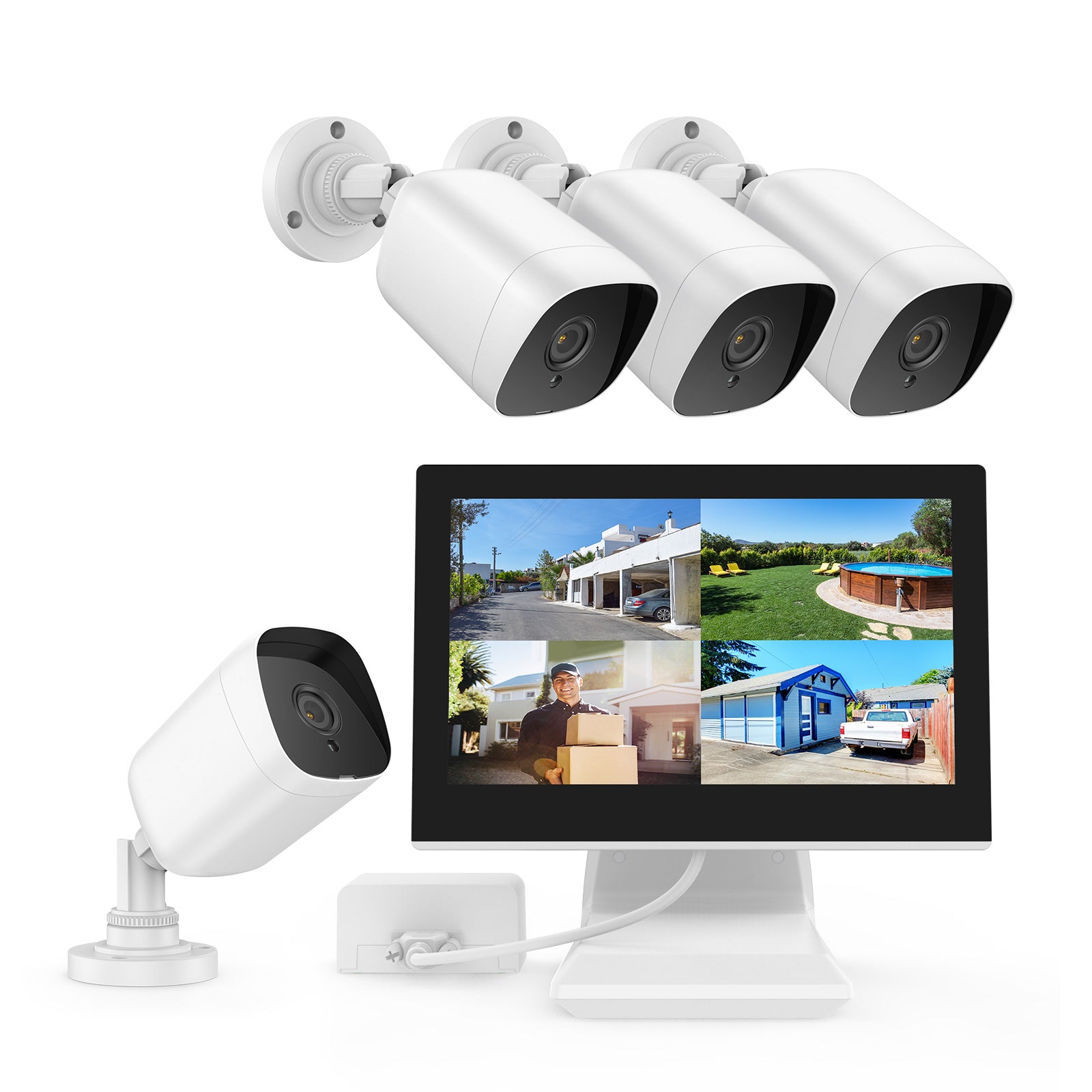 4 CH Wireless Security Camera System with HD Monitor NVR and Home Surveillance  Cameras - CuteDigi