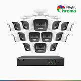 NightChroma<sup>TM</sup> NAK200 - 1080P 16 Channel 16 Cameras Wired CCTV System, Acme Color Night Vision, f/1.0 Super Aperture, 0.001 Lux, 121° FoV, Active Alignment