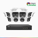 NightChroma<sup>TM</sup> NAK200 - 1080P 16 Channel Wired CCTV System with 8 Bullet & 2 Turret Cameras, Acme Colour Night Vision, f/1.0 Super Aperture, 0.001 Lux, 121° FoV, Active Alignment