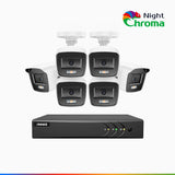 NightChroma<sup>TM</sup> NAK200 - 1080P 16 Channel 6 Cameras Wired CCTV System, Acme Color Night Vision, f/1.0 Super Aperture, 0.001 Lux, 121° FoV, Active Alignment