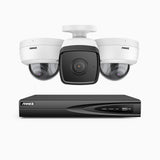 H500 - 3K 4 Channel PoE Security System with 1 Bullet & 2 Dome Cameras, EXIR 2.0 Night Vision, Built-in Mic & SD Card Slot, Works with Alexa ,IP67 Waterproof, RTSP Supported