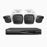 H500 - 3K 4 Channel 4 Cameras PoE Security System, EXIR 2.0 Night Vision, Built-in Mic & SD Card Slot, RTSP Supported ,IP67 Waterproof, RTSP Supported