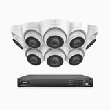 H500 - 3K 16 Channel 8 Cameras PoE Security System, EXIR 2.0 Night Vision, Built-in Microphone & SD Card Slot,IP67 Waterproof, RTSP Supported, Works with Alexa