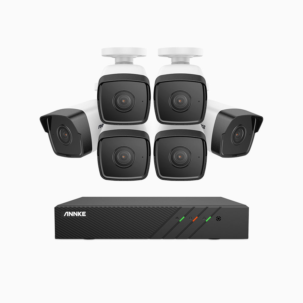 H500 - 3K 8 Channel 6 Cameras PoE Security System, EXIR 2.0 Night Vision, Built-in Mic & SD Card Slot,IP67 Waterproof, RTSP Supported, Works with Alexa ,IP67 Waterproof, RTSP Supported