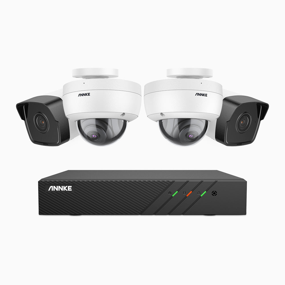 H500 - 3K 8 Channel PoE Security System with 2 Bullet & 2 Dome Cameras, EXIR 2.0 Night Vision, Built-in Mic & SD Card Slot, Works with Alexa ,IP67 Waterproof, RTSP Supported