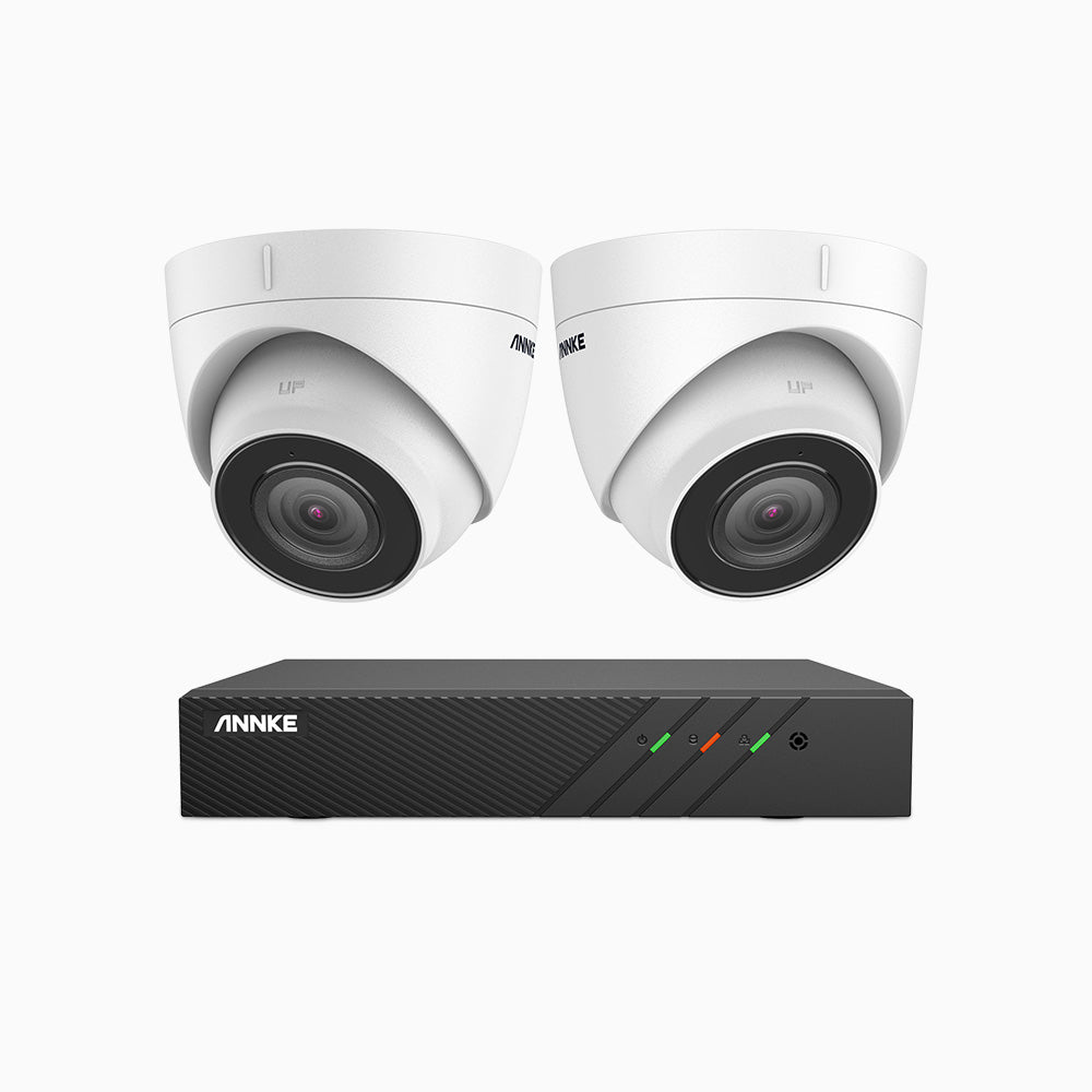 H500 - 3K 8 Channel 2 Cameras PoE Security System, EXIR 2.0 Night Vision, Built-in Mic & SD Card Slot, RTSP Supported,IP67 Waterproof, RTSP Supported, Works with Alexa ,IP67 Waterproof, RTSP Supported