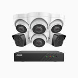 H500 - 3K 8 Channel PoE Security System with 2 Bullet & 4 Turret Cameras, EXIR 2.0 Night Vision, Built-in Mic & SD Card Slot, RTSP Supported, Works with Alexa ,IP67 Waterproof, RTSP Supported