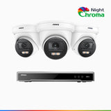 NightChroma<sup>TM</sup> NCK800 – 4K 8 Channel 3 Cameras PoE Security System, f/1.0 Super Aperture, Color Night Vision, 2CH 4K Decoding Capability, Human & Vehicle Detection, Intelligent Behavior Analysis, Built-in Mic, 124° FoV