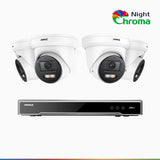 NightChroma<sup>TM</sup> NCK800 – 4K 8 Channel 4 Cameras PoE Security System, f/1.0 Super Aperture, Color Night Vision, 2CH 4K Decoding Capability, Human & Vehicle Detection, Intelligent Behavior Analysis, Built-in Mic, 124° FoV