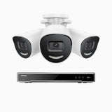 AH800 - 4K 8 Channel 3 Cameras PoE Security System, 1/1.8'' BSI Sensor, f/1.6 Aperture (0.003 Lux), Siren & Strobe Alarm,Two-Way Audio, Human & Vehicle Detection,  Perimeter Protection, Works with Alexa