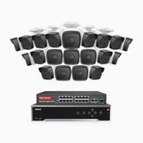 H500 - 3K 32 Channel 20 Cameras PoE Security System, EXIR 2.0 Night Vision, Built-in Mic & SD Card Slot, Works with Alexa, 16-Port PoE Switch Included ,IP67 Waterproof, RTSP Supported