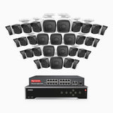 H500 - 3K 32 Channel 32 Cameras PoE Security System, EXIR 2.0 Night Vision, Built-in Mic & SD Card Slot, Works with Alexa, 16-Port PoE Switch Included ,IP67 Waterproof, RTSP Supported