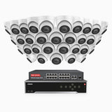 H500 - 3K 32 Channel 32 Cameras PoE Security System, EXIR 2.0 Night Vision, Built-in Mic & SD Card Slot, Works with Alexa, 16-Port PoE Switch Included ,IP67 Waterproof, RTSP Supported