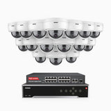 H500 - 3K 32 Channel 16 Cameras PoE Security System, EXIR 2.0 Night Vision, Built-in Mic & SD Card Slot, Works with Alexa, 16-Port PoE Switch Included ,IP67 Waterproof, RTSP Supported