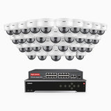 H500 - 3K 32 Channel 32 Cameras PoE Security System, EXIR 2.0 Night Vision, Built-in Mic & SD Card Slot, Works with Alexa, 16-Port PoE Switch Included ,IP67 Waterproof, RTSP Supported