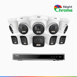 NightChroma<sup>TM</sup> NCK800 – 4K 16 Channel PoE Security System with 5 Bullet & 5 Turret Cameras, f/1.0 Super Aperture, Acme Color Night Vision, 2CH 4K Decoding Capability, Human & Vehicle Detection, Intelligent Behavior Analysis, Built-in Mic