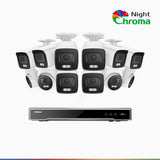 NightChroma<sup>TM</sup> NCK800 – 4K 16 Channel PoE Security System with 8 Bullet & 4 Turret Cameras, f/1.0 Super Aperture, Color Night Vision, 2CH 4K Decoding Capability, Human & Vehicle Detection, Intelligent Behavior Analysis, Built-in Mic, 124° FoV