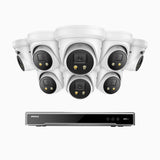 AH800 - 4K 16 Channel 8 Cameras PoE Security System, 1/1.8'' BSI Sensor, f/1.6 Aperture (0.003 Lux), Siren & Strobe Alarm,Two-Way Audio, Human & Vehicle Detection,  Perimeter Protection, Works with Alexa